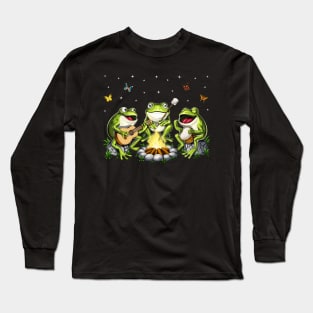 Cottagecore Frogs Camping Long Sleeve T-Shirt